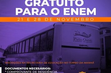 Prefeitura vai disponibilizar transporte gratuito para o Enem