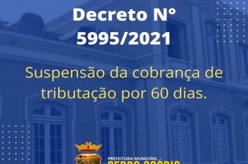 Prefeitura suspende cobrança de tributação por 60 dias